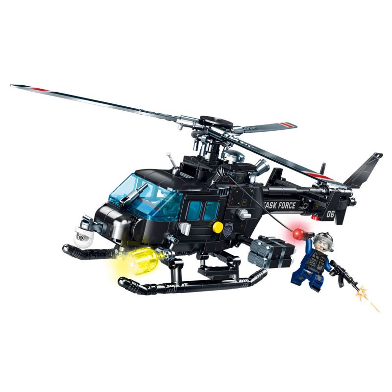 SEMBO 104301 non Lego CHIẾN DỊCH BLACK HAWK TRỰC THĂNG SÓC AS350 bộ đồ chơi xếp lắp ráp ghép mô hình City Thành Phố 468 khối