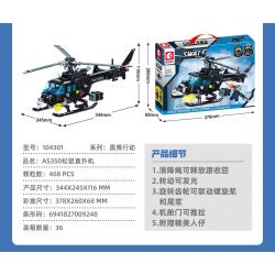 SEMBO 104301 CHIẾN DỊCH BLACK HAWK TRỰC THĂNG SÓC AS350 bộ đồ chơi xếp lắp ráp ghép mô hình City Thành Phố 468 khối