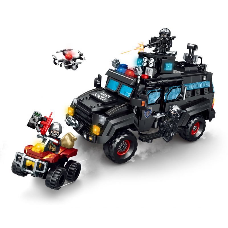 SEMBO 104302 non Lego CHIẾN DỊCH BLACK HAWK XE CHỐNG BẠO ĐỘNG BỌC THÉP SABRETOOTH bộ đồ chơi xếp lắp ráp ghép mô hình City Thành Phố 721 khối