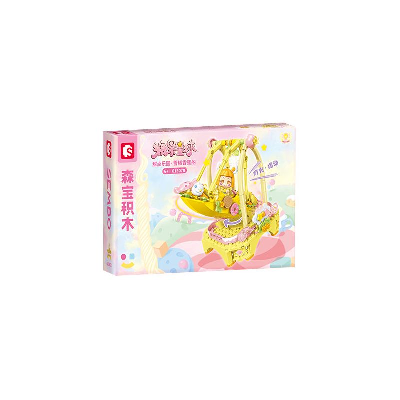 SEMBO 615070 non  VÙNG ĐẤT TRÁNG MIỆNG CANDY PLANET KEM CHUỐI TÁCH ĐÔI bộ đồ chơi xếp lắp ráp ghép mô hình 268 khối