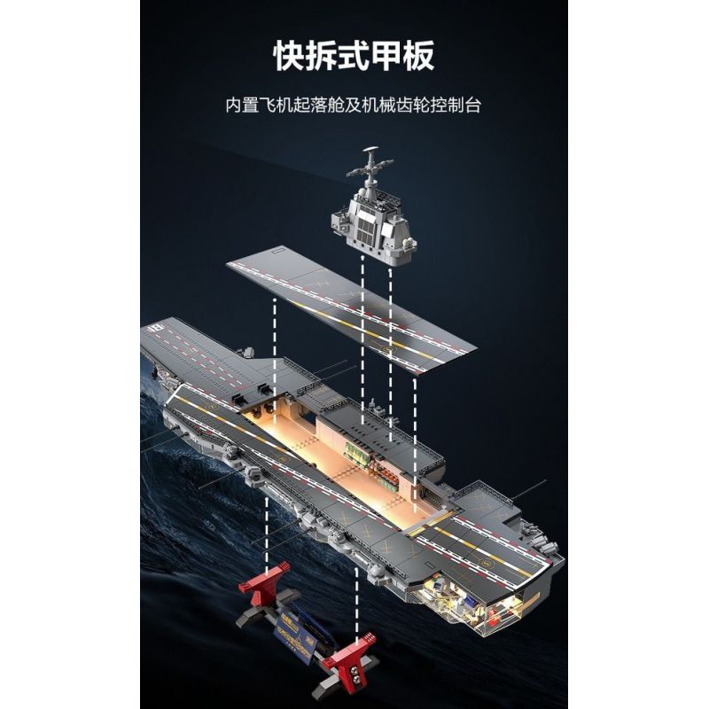 FEMIBOX S43003 43003 003 TÀU SÂN BAY PHÚC KIẾN tỷ lệ 1:375 bộ đồ chơi xếp lắp ráp ghép mô hình Military Army PLANAVY 003 Quân Sự Bộ Đội 1980 khối