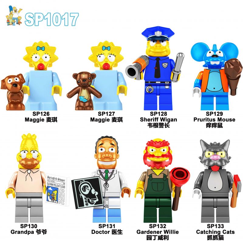 Lego none SP1017 none SP126 none SP127 none SP128 none SP129 none SP130 none SP131 none SP132 none SP133 The Simpsons Xếp hình lắp ráp ghép mô hình The Simpsons có 8 loại nhân vật nhỏ