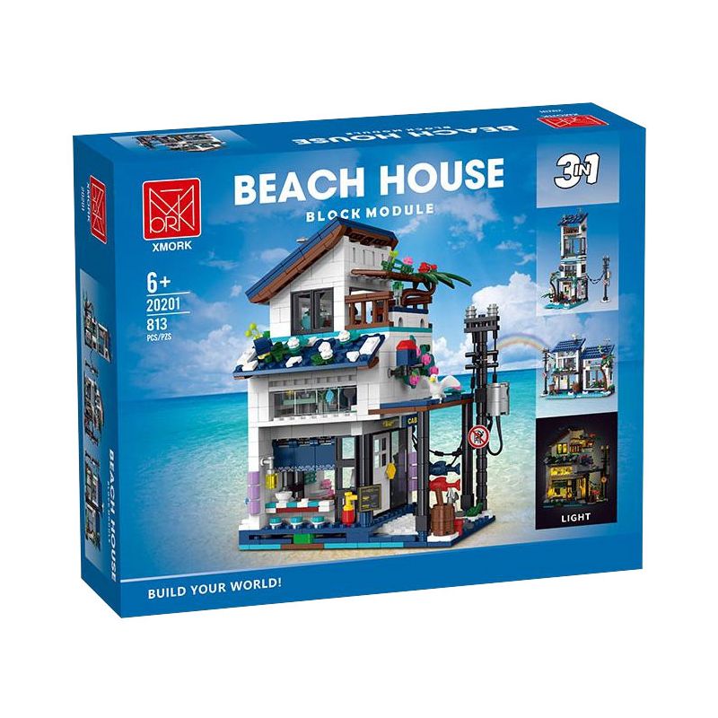 MorkModel 20201 Mork Model 20201 non Lego BIỆT THỰ NGHỈ DƯỠNG 3 TRONG 1 VEN BIỂN bộ đồ chơi xếp lắp ráp ghép mô hình Creator BEACH HOUSE Sáng Tạo 813 khối