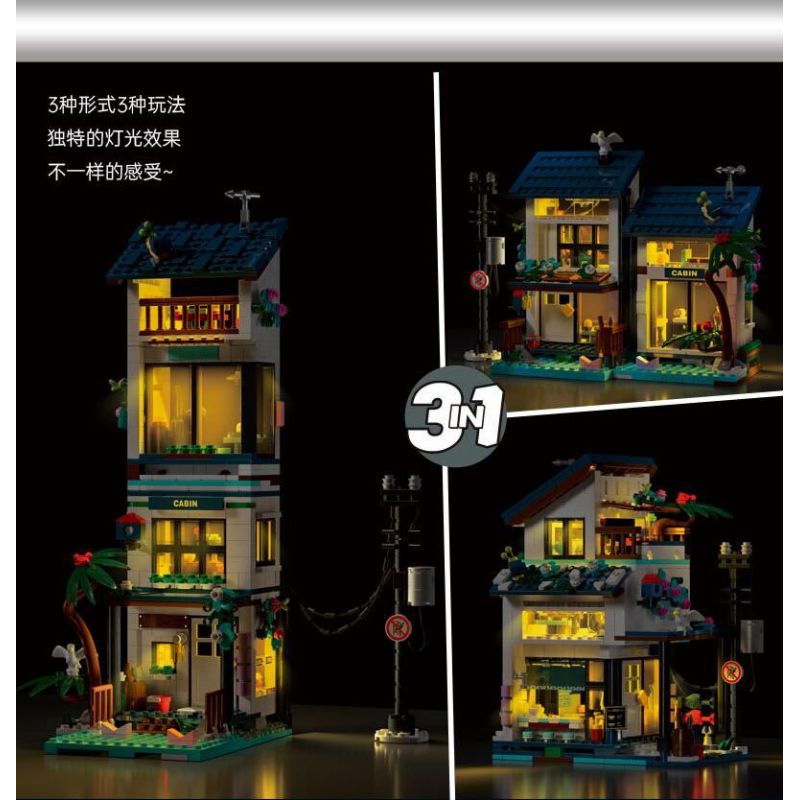 MorkModel 20201 Mork Model 20201 BIỆT THỰ NGHỈ DƯỠNG 3 TRONG 1 VEN BIỂN bộ đồ chơi xếp lắp ráp ghép mô hình Creator BEACH HOUSE Sáng Tạo 813 khối