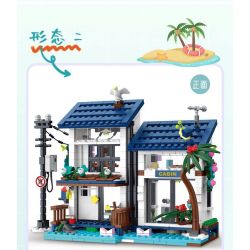 MorkModel 20201 Mork Model 20201 BIỆT THỰ NGHỈ DƯỠNG 3 TRONG 1 VEN BIỂN bộ đồ chơi xếp lắp ráp ghép mô hình Creator BEACH HOUSE Sáng Tạo 813 khối