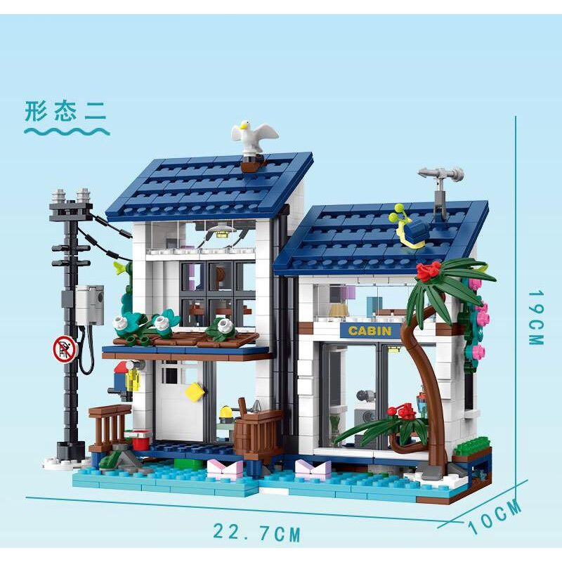 MorkModel 20201 Mork Model 20201 BIỆT THỰ NGHỈ DƯỠNG 3 TRONG 1 VEN BIỂN bộ đồ chơi xếp lắp ráp ghép mô hình Creator BEACH HOUSE Sáng Tạo 813 khối