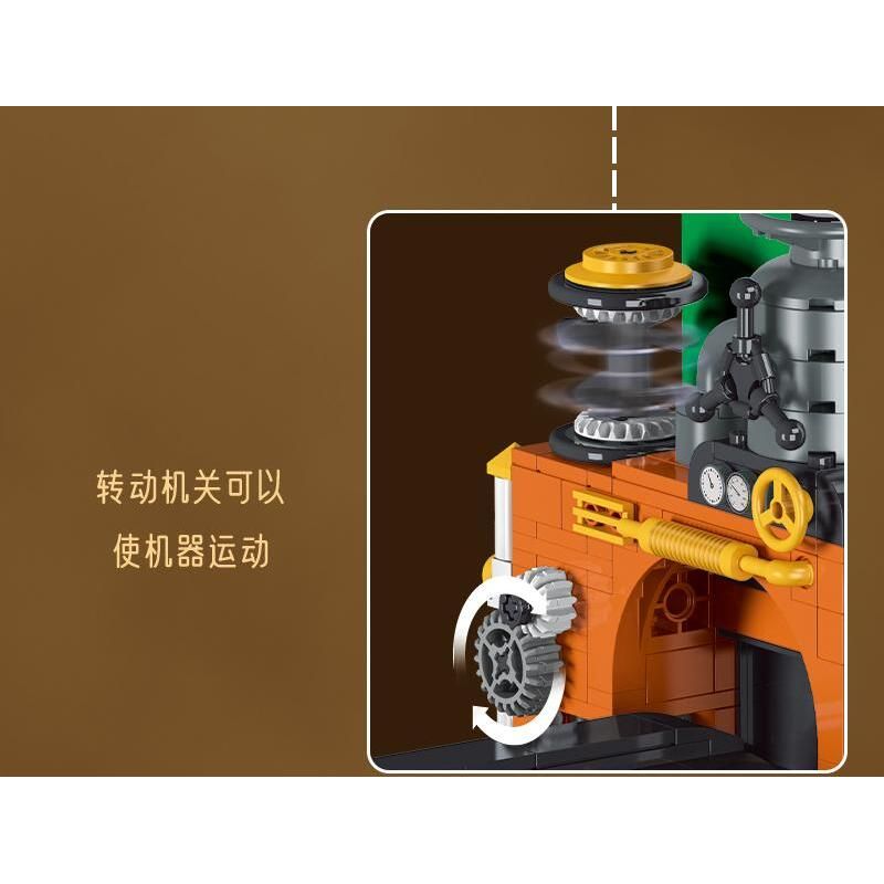 MorkModel 028005 Mork Model 028005 SÁCH TÀU STEAMPUNK bộ đồ chơi xếp lắp ráp ghép mô hình STEAMPUNK TRAIN BOOKEND 1252 khối