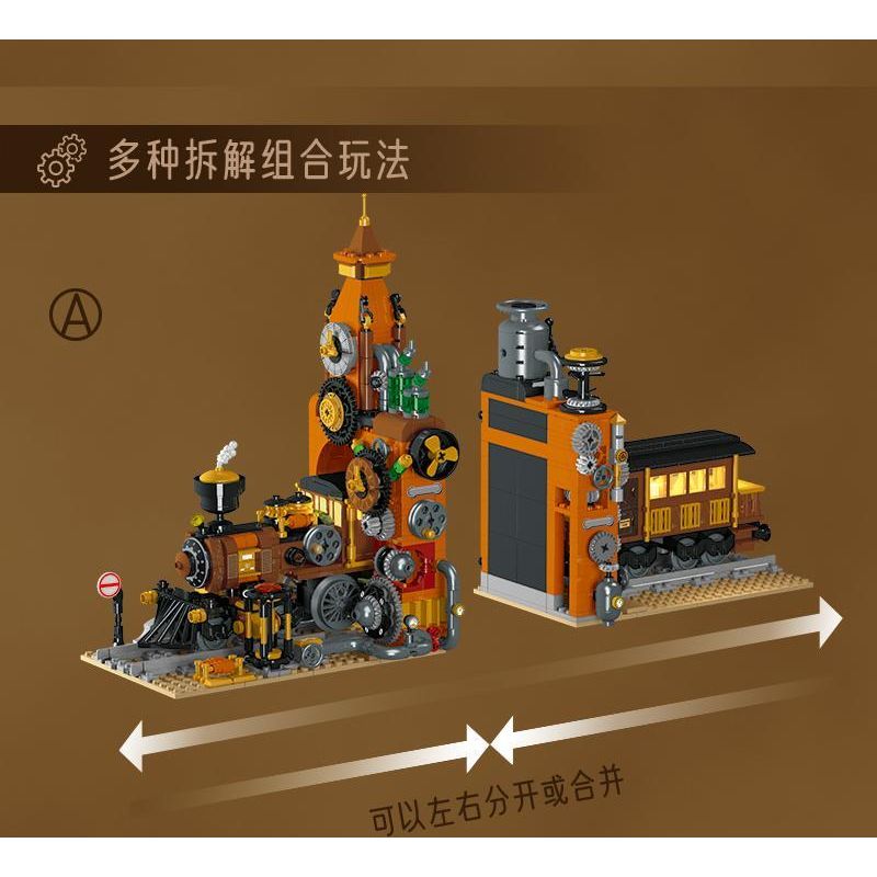 MorkModel 028005 Mork Model 028005 SÁCH TÀU STEAMPUNK bộ đồ chơi xếp lắp ráp ghép mô hình STEAMPUNK TRAIN BOOKEND 1252 khối