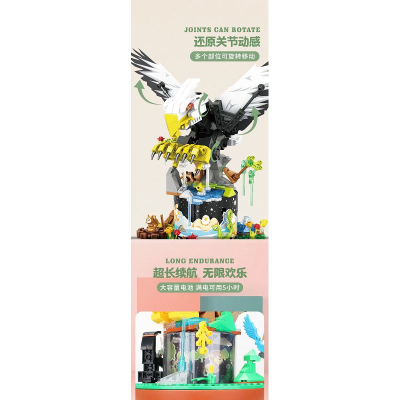 JP 33002 HỘP NHẠC VUA QUÁI VẬT bộ đồ chơi xếp lắp ráp ghép mô hình 489 khối