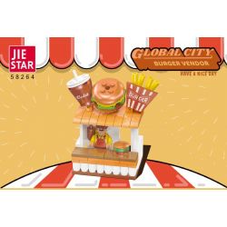 JIESTAR 58264 THÀNH PHỐ TOÀN CẦU QUẦY BURGER bộ đồ chơi xếp lắp ráp ghép mô hình City GLOBAL CITY BURGER VENDOR 109 khối