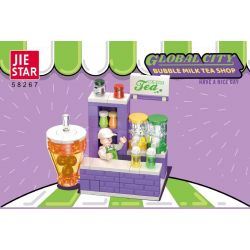JIESTAR 58267 THÀNH PHỐ TOÀN CẦU QUẦY TRÀ SỮA bộ đồ chơi xếp lắp ráp ghép mô hình City GLOBAL CITY BUBBLE MILK TEA SHOP 102 khối