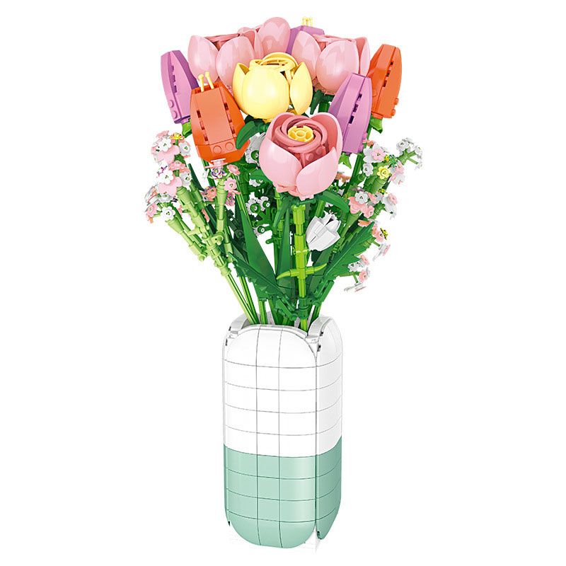 JIESTAR JJ9065 9065 non Lego HOA TULIP bộ đồ chơi xếp lắp ráp ghép mô hình Creator ROSE TULIP Sáng Tạo 1011 khối