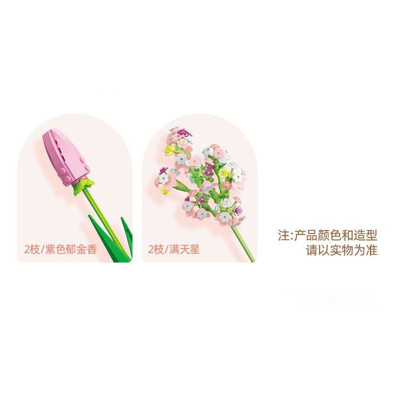 JIESTAR JJ9065 9065 HOA TULIP bộ đồ chơi xếp lắp ráp ghép mô hình Creator ROSE TULIP Sáng Tạo 1011 khối