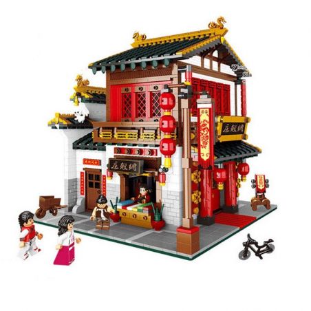 XINGBAO XB-01001 01001 XB01001 non  CỬA HÀNG BÁN LỤA CỔ bộ đồ chơi xếp lắp ráp ghép mô hình Chinatown CHINA TOWN SILK ZHUANG Khu Phố Tàu 2787 khối