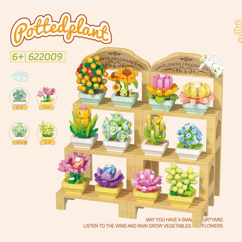 ZHEGAO 622009 CÂY TRỒNG TRONG CHẬU MỌNG NƯỚC bộ đồ chơi xếp lắp ráp ghép mô hình Creator Sáng Tạo 1749 khối