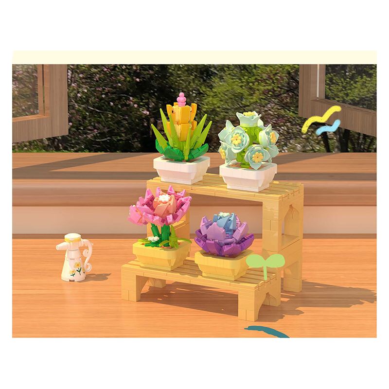 ZHEGAO 622009 CÂY TRỒNG TRONG CHẬU MỌNG NƯỚC bộ đồ chơi xếp lắp ráp ghép mô hình Creator Sáng Tạo 1749 khối