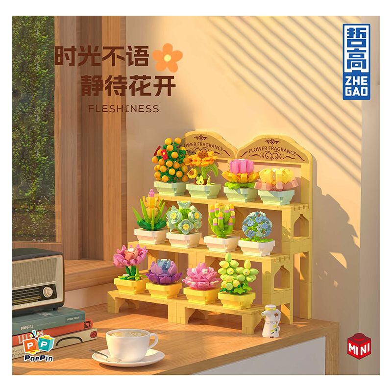 ZHEGAO 622009 CÂY TRỒNG TRONG CHẬU MỌNG NƯỚC bộ đồ chơi xếp lắp ráp ghép mô hình Creator Sáng Tạo 1749 khối