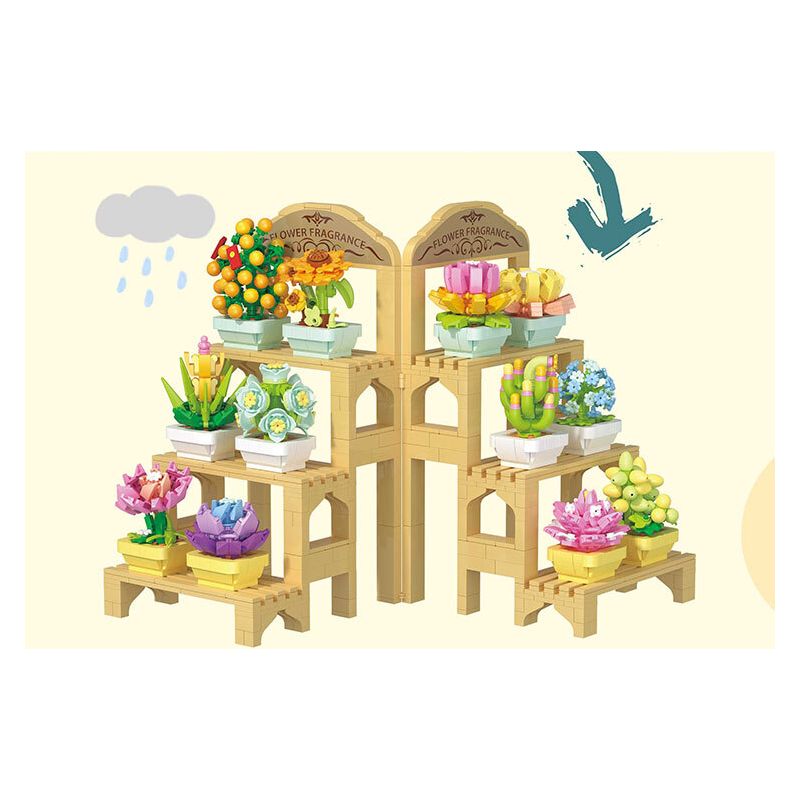 ZHEGAO 622009 CÂY TRỒNG TRONG CHẬU MỌNG NƯỚC bộ đồ chơi xếp lắp ráp ghép mô hình Creator Sáng Tạo 1749 khối