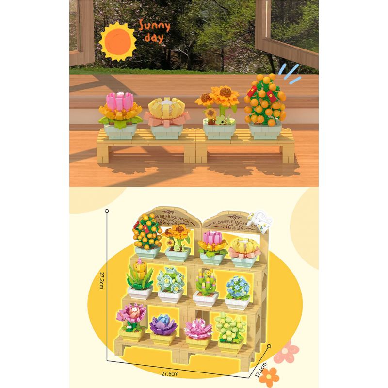 ZHEGAO 622009 CÂY TRỒNG TRONG CHẬU MỌNG NƯỚC bộ đồ chơi xếp lắp ráp ghép mô hình Creator Sáng Tạo 1749 khối