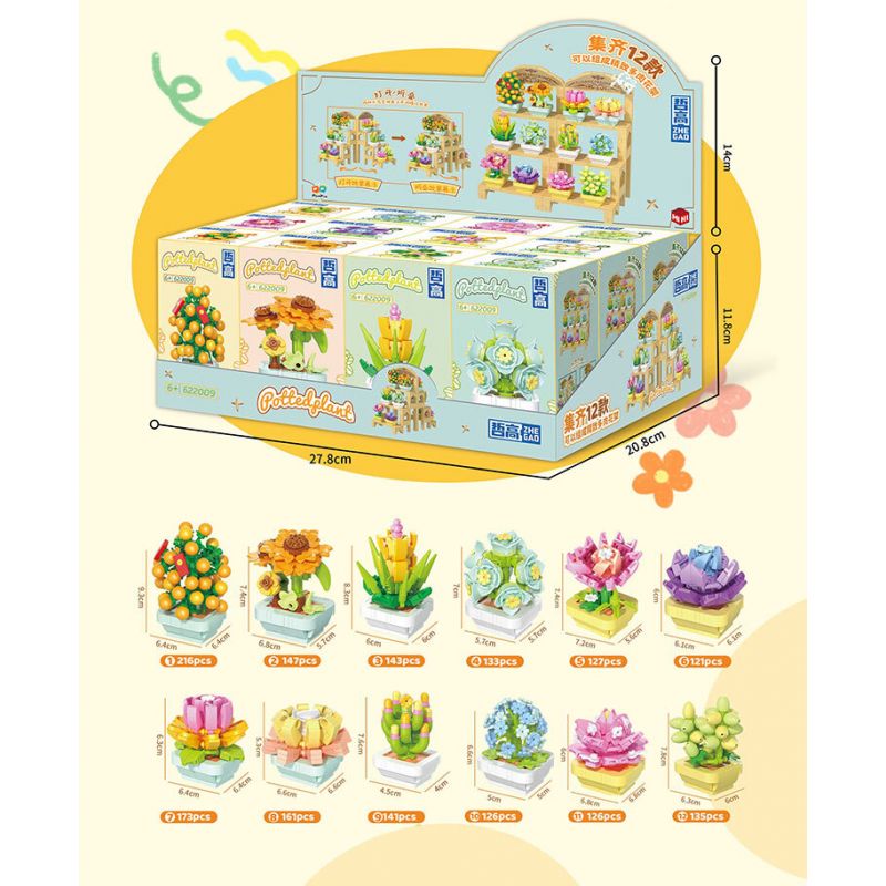 ZHEGAO 622009 CÂY TRỒNG TRONG CHẬU MỌNG NƯỚC bộ đồ chơi xếp lắp ráp ghép mô hình Creator Sáng Tạo 1749 khối