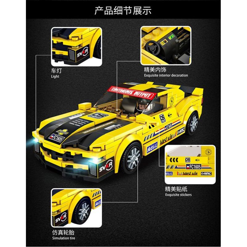 FORANGE FC1605 1605 SIÊU XE NHANH NHẤT CHEVROLET CAMARO bộ đồ chơi xếp lắp ráp ghép mô hình Speed Champions Racing Cars Đua Xe Công Thức 305 khối