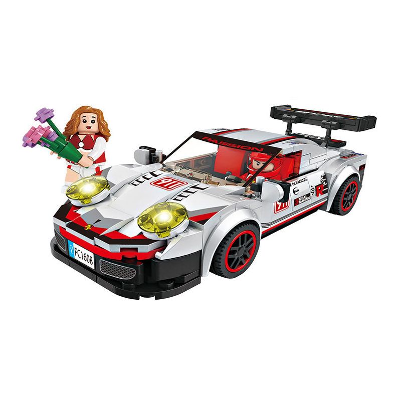 FORANGE FC1608 1608 non  SIÊU XE CỰC NHANH PORSCHE 911RSR bộ đồ chơi xếp lắp ráp ghép mô hình Speed Champions Racing Cars Đua Xe Công Thức 323 khối
