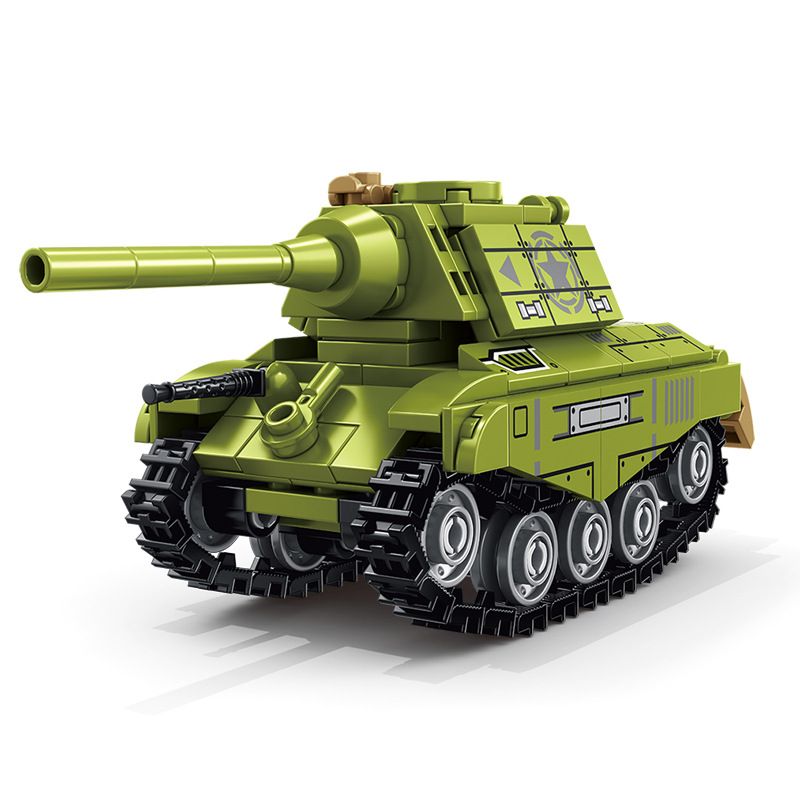 LE YI 69017 MECHA TRỌNG LỰC 4 TỔ HỢP XE TĂNG JAGDTIGER PHÁO PHÒNG KHÔNG TỰ HÀNH JAGDPANTHER CHỐNG ELEPHANT ASSAULT bộ đồ chơi xếp lắp ráp ghép mô hình Military Army Quân Sự Bộ Đội 998 khối