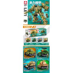 LE YI 69017 MECHA TRỌNG LỰC 4 TỔ HỢP XE TĂNG JAGDTIGER PHÁO PHÒNG KHÔNG TỰ HÀNH JAGDPANTHER CHỐNG ELEPHANT ASSAULT bộ đồ chơi xếp lắp ráp ghép mô hình Military Army Quân Sự Bộ Đội 998 khối