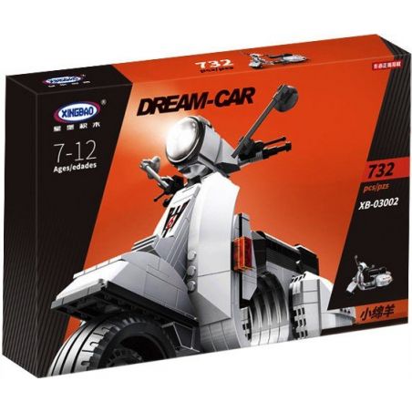 XINGBAO XB-03002 03002 XB03002 XB-03002A 03002A XB03002A non  XE MÁY VESPA P200 TRẮNG ĐỎ bộ đồ chơi xếp lắp ráp ghép mô hình Creator VESPA P200 MOTO Sáng Tạo 732 khối