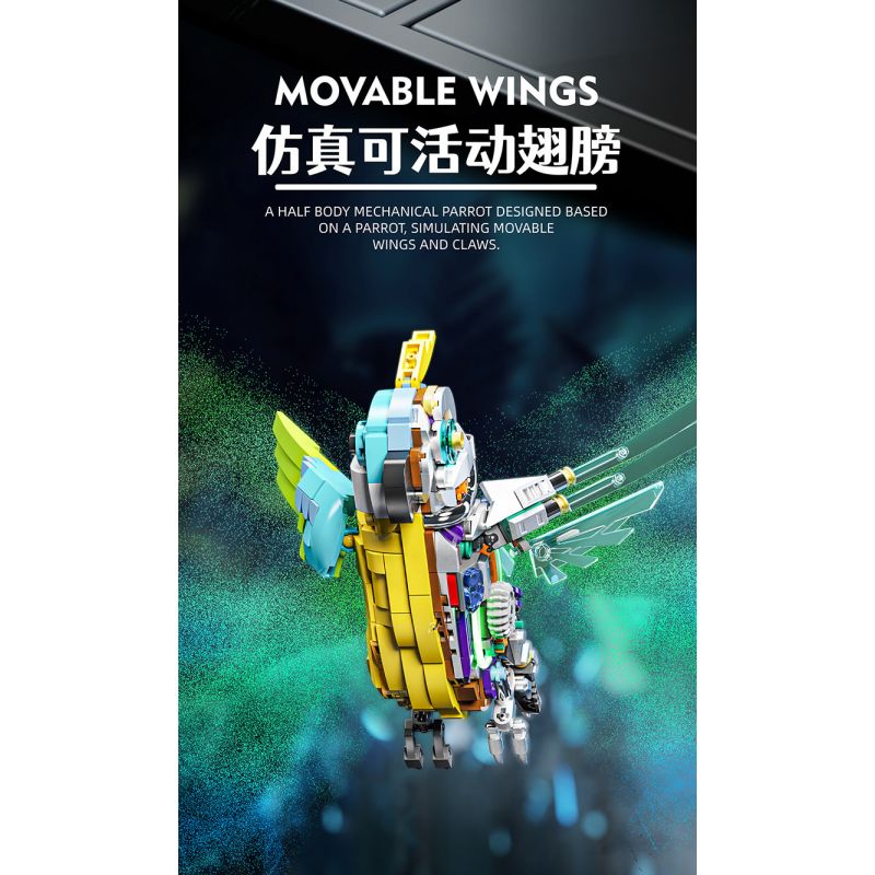 BEAUTY AND 13052 VẸT CYBORG bộ đồ chơi xếp lắp ráp ghép mô hình PARROT MACHINERY 688 khối