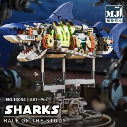BEAUTY AND 13054 CÁ MẬP NGƯỜI MÁY bộ đồ chơi xếp lắp ráp ghép mô hình SHARKS MACHINERY 687 khối