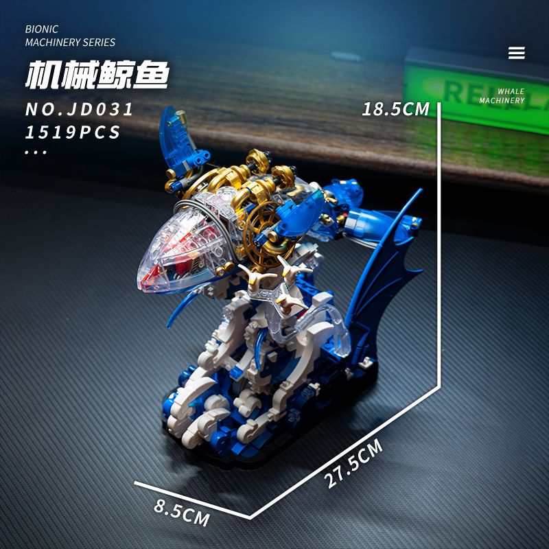 SMALL ANGLE JD031 non  CÁ VOI NHẢY CƠ KHÍ bộ đồ chơi xếp lắp ráp ghép mô hình WHALE MACHINERY 1519 khối