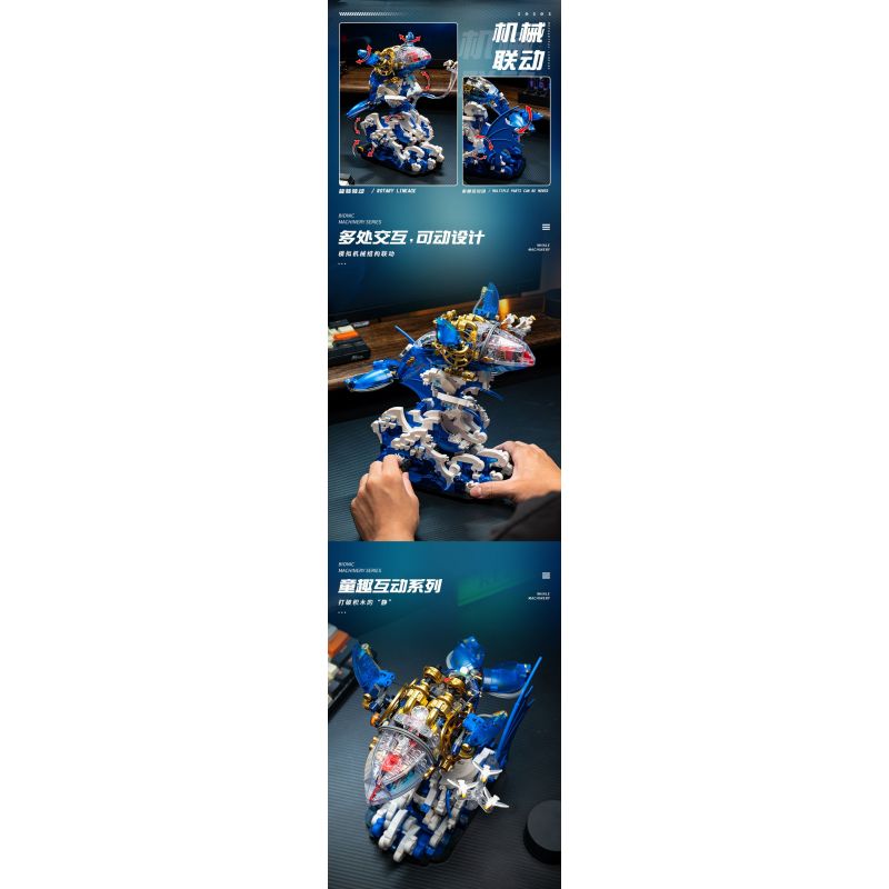 SMALL ANGLE JD031 CÁ VOI NHẢY CƠ KHÍ bộ đồ chơi xếp lắp ráp ghép mô hình WHALE MACHINERY 1519 khối