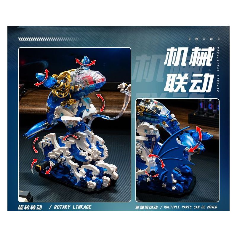 SMALL ANGLE JD031 CÁ VOI NHẢY CƠ KHÍ bộ đồ chơi xếp lắp ráp ghép mô hình WHALE MACHINERY 1519 khối