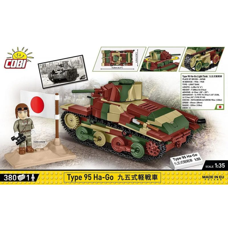 COBI 3115 TYPE 95 HA-GO tỷ lệ 1:35 bộ đồ chơi xếp lắp ráp ghép mô hình Military Army Quân Sự Bộ Đội 380 khối