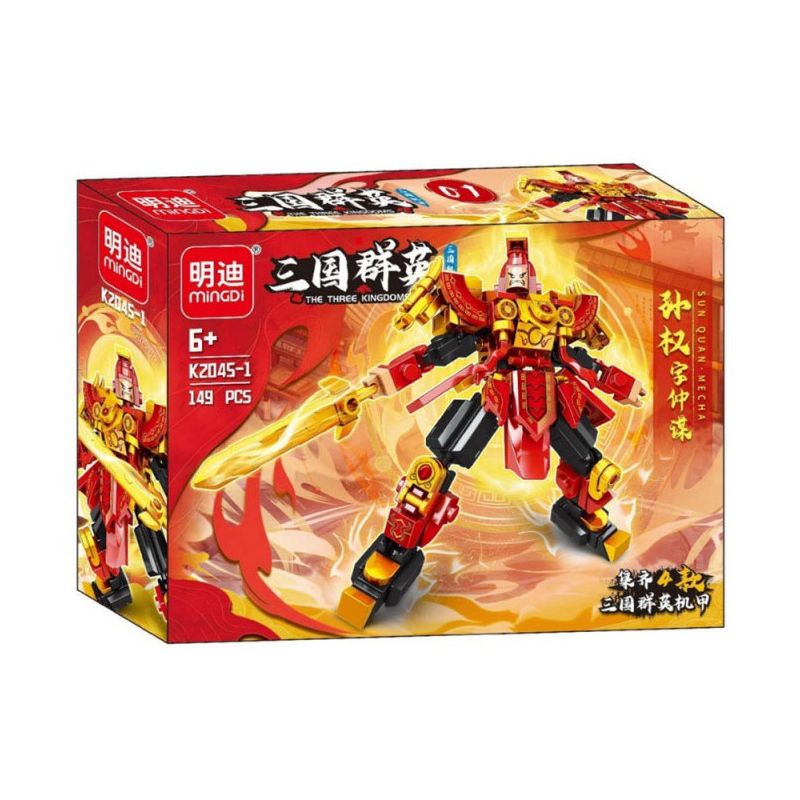 MINGDI LEIBAO K2045 2045 MECHA HEROES TAM QUỐC 4 MẪU TÔN QUÂN TÀO THÁO CHU DU HOÀNG GAI bộ đồ chơi xếp lắp ráp ghép mô hình 587 khối