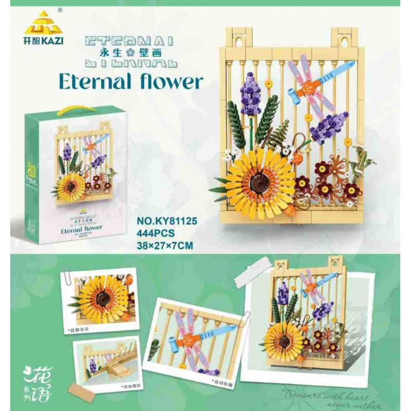 Kazi KY81125 81125 NGÔN NGỮ CỦA CÁC LOÀI HOA TRANH TƯỜNG VĨNH CỬU VÀ CÔN TRÙNG bộ đồ chơi xếp lắp ráp ghép mô hình Arts & Crafts 444 khối