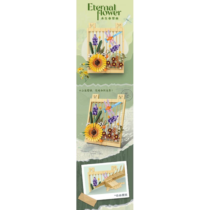 Kazi KY81125 81125 NGÔN NGỮ CỦA CÁC LOÀI HOA TRANH TƯỜNG VĨNH CỬU VÀ CÔN TRÙNG bộ đồ chơi xếp lắp ráp ghép mô hình Arts & Crafts 444 khối