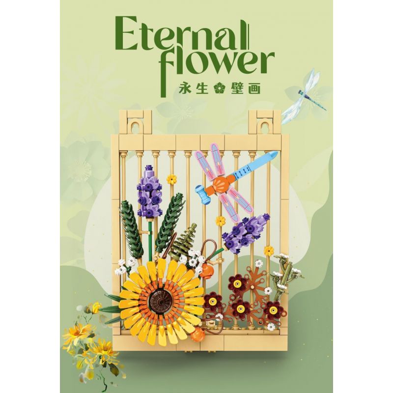 Kazi KY81125 81125 NGÔN NGỮ CỦA CÁC LOÀI HOA TRANH TƯỜNG VĨNH CỬU VÀ CÔN TRÙNG bộ đồ chơi xếp lắp ráp ghép mô hình Arts & Crafts 444 khối