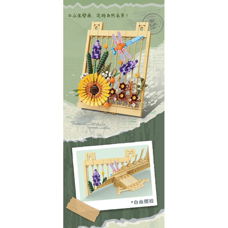 Kazi KY81125 81125 NGÔN NGỮ CỦA CÁC LOÀI HOA TRANH TƯỜNG VĨNH CỬU VÀ CÔN TRÙNG bộ đồ chơi xếp lắp ráp ghép mô hình Arts & Crafts 444 khối