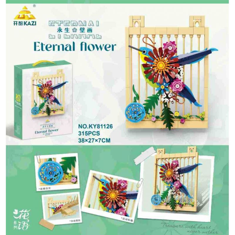 Kazi KY81126 81126 TRANH TƯỜNG NGÔN NGỮ HOA VĨNH CỬU VÀ CHIM bộ đồ chơi xếp lắp ráp ghép mô hình Arts & Crafts 315 khối