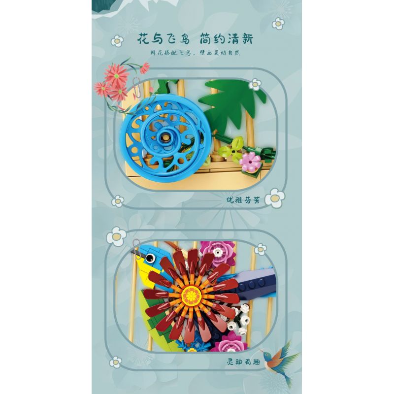 Kazi KY81126 81126 TRANH TƯỜNG NGÔN NGỮ HOA VĨNH CỬU VÀ CHIM bộ đồ chơi xếp lắp ráp ghép mô hình Arts & Crafts 315 khối
