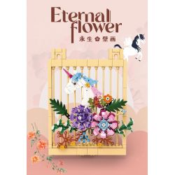 Kazi KY81127 81127 NGÔN NGỮ CỦA CÁC LOÀI HOA TRANH TƯỜNG VĨNH CỬU VÀ KỲ LÂN bộ đồ chơi xếp lắp ráp ghép mô hình Arts & Crafts ETERNAL FLOWER 372 khối