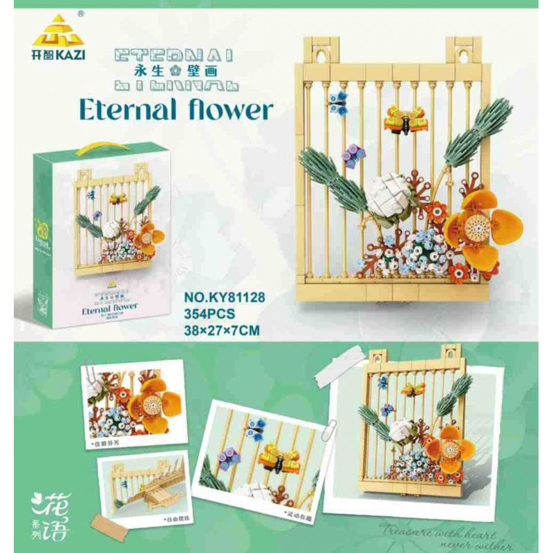Kazi KY81128 81128 NGÔN NGỮ CỦA CÁC LOÀI HOA TRANH TƯỜNG VĨNH CỬU VÀ CÔN TRÙNG bộ đồ chơi xếp lắp ráp ghép mô hình Arts & Crafts ETERNAL FLOWER 354 khối