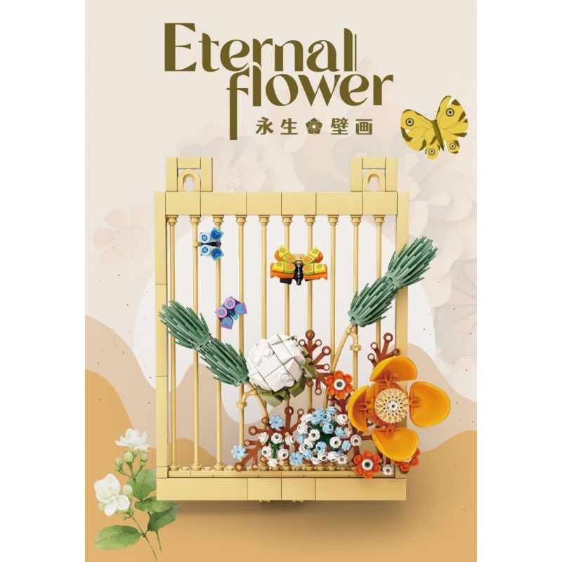Kazi KY81128 81128 NGÔN NGỮ CỦA CÁC LOÀI HOA TRANH TƯỜNG VĨNH CỬU VÀ CÔN TRÙNG bộ đồ chơi xếp lắp ráp ghép mô hình Arts & Crafts ETERNAL FLOWER 354 khối