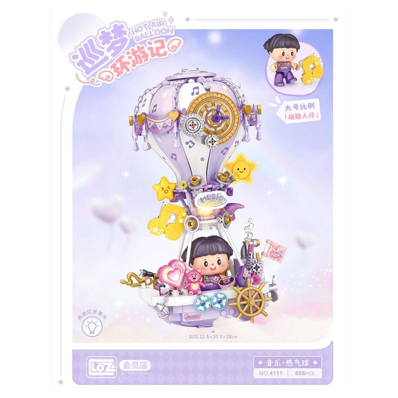 LOZ 4111 COCO KHINH KHÍ CẦU ÂM NHẠC bộ đồ chơi xếp lắp ráp ghép mô hình HOT AIR BALLOON 666 khối