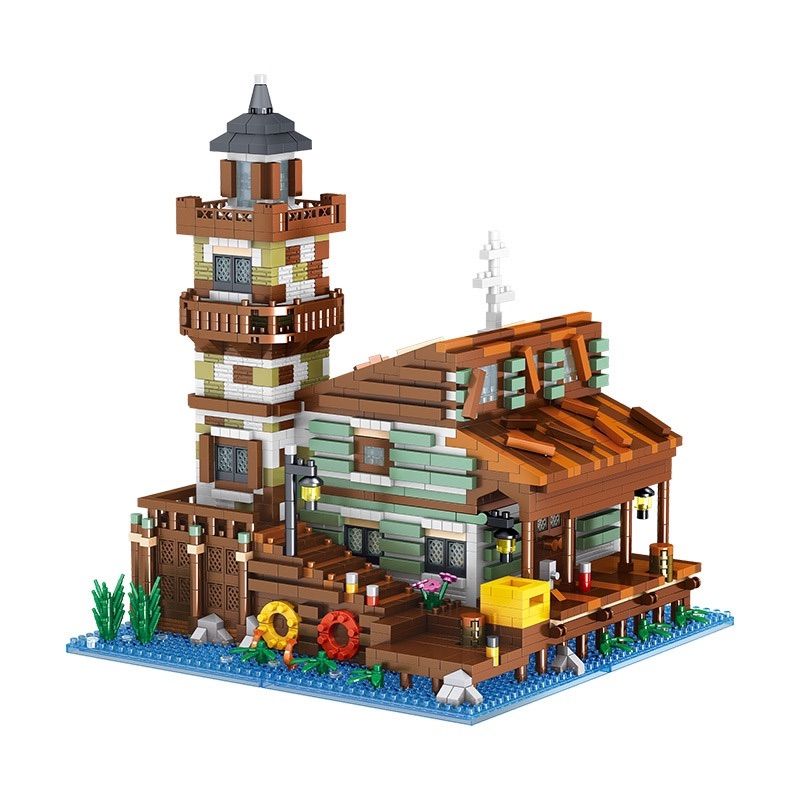 FUN CREATION LZ8286 8286 non  TÚP LỀU LÀNG CHÀI bộ đồ chơi xếp lắp ráp ghép mô hình FISHING VILLAGE HUT 2689 khối