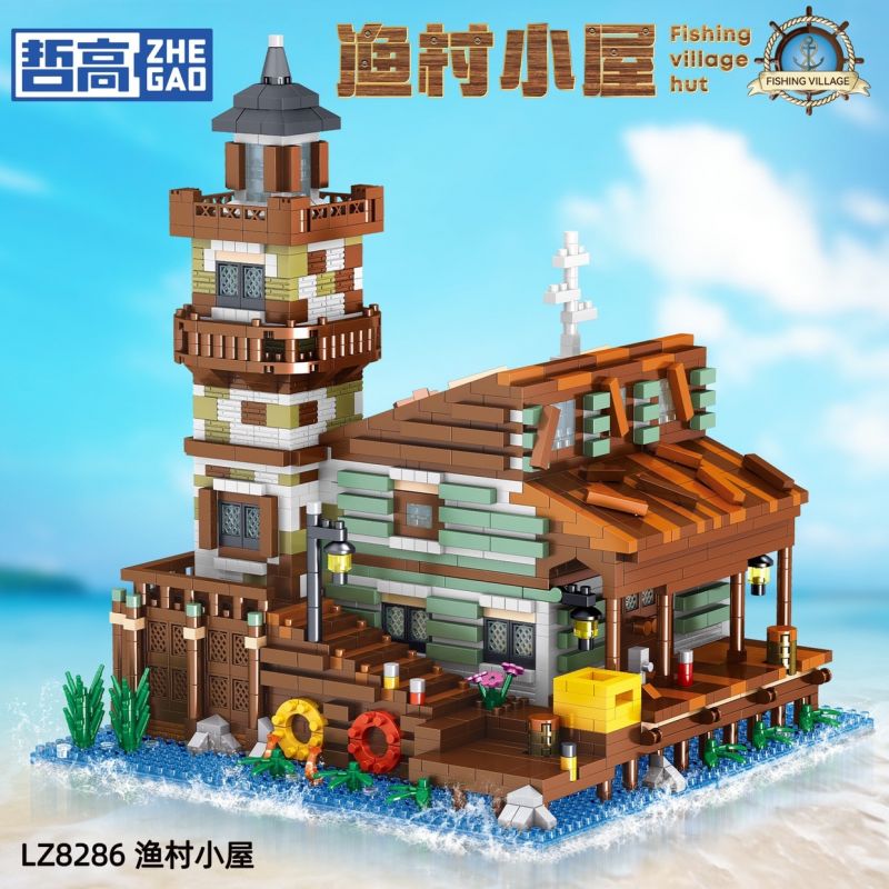 LEZI CREATION LZ8286 8286 TÚP LỀU LÀNG CHÀI bộ đồ chơi xếp lắp ráp ghép mô hình FISHING VILLAGE HUT 2689 khối