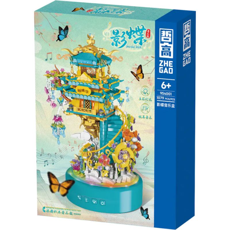 ZHEGAO 954001 non Lego HỘP NHẠC BÓNG BƯỚM bộ đồ chơi xếp lắp ráp ghép mô hình Arts & Crafts 1079 khối