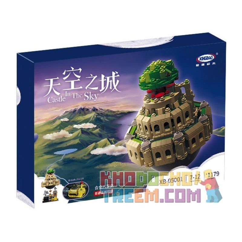 XINGBAO XB-05001 05001 XB05001 non  HỘP NHẠC LÂU ĐÀI BAY LAPUTA ĐỘNG CƠ PIN bộ đồ chơi xếp lắp ráp ghép mô hình Creator CASTLE IN THE SKY Sáng Tạo 1179 khối